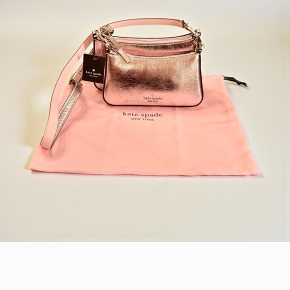 Kate Spade Metallic Rose Gold Crossbody Bag Retail $349